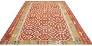 Tappeto Kilim Geometrico Rosso Mattone Verde Salvia 206x305 Cm