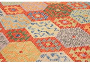 Tappeto Kilim Geometrico Rosso Mattone Multicolore 208x301 Cm