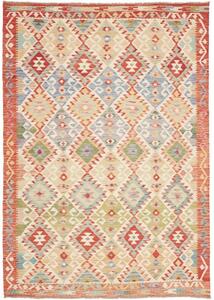 Tappeto Kilim Geometrico Rosso Mattone Beige 173x244 Cm