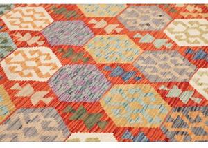 Tappeto Kilim Geometrico Rosso Ruggine Multicolore 207x301 Cm