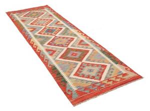 Tappeto Kilim Geometrico Rosso Beige Corsia 81x243 Cm