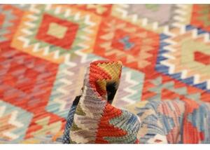 Tappeto Kilim Geometrico Rosso Azzurro 256x354 Cm