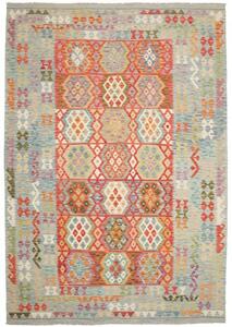 Tappeto Kilim Stilizzato Azzurro Rosso 214x308 Cm