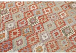 Tappeto Kilim Geometrico Rosso Mattone Beige 410x594 Cm