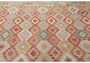 Tappeto Kilim Geometrico Rosso Mattone Beige 410x594 Cm
