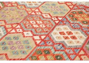 Tappeto Kilim Stilizzato Azzurro Rosso 214x308 Cm
