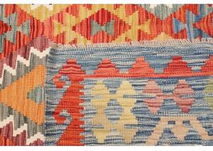 Tappeto Kilim Geometrico Rosso Azzurro 256x354 Cm