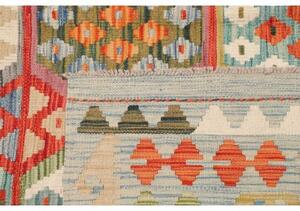 Tappeto Kilim Stilizzato Azzurro Rosso 214x308 Cm