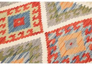 Tappeto Kilim Geometrico Rosso Beige Corsia 81x243 Cm