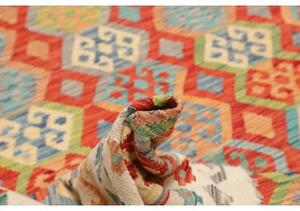 Tappeto Kilim Geometrico Rosso Verde Chiaro 209x301 Cm