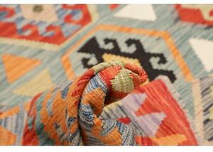 Tappeto Kilim Geometrico Azzurro Rosso Mattone 209x315 Cm