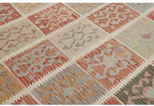 Tappeto Kilim Geometrico Rosso Mattone Beige 404x496 Cm