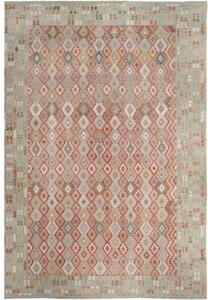 Tappeto Kilim Geometrico Rosso Mattone Beige 410x594 Cm