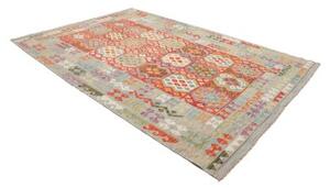 Tappeto Kilim Stilizzato Azzurro Rosso 214x308 Cm
