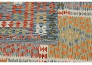 Tappeto Kilim Geometrico Azzurro Rosso Mattone 307x495 Cm