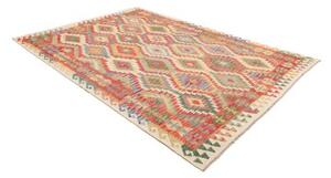 Tappeto Kilim Geometrico Rosso Beige 210x295 Cm