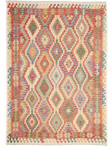 Tappeto Kilim Geometrico Rosso Beige 210x295 Cm