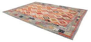 Tappeto Kilim Geometrico Rosso Azzurro 256x354 Cm