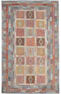Tappeto Kilim Geometrico Azzurro Rosso Mattone 307x495 Cm