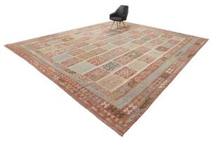 Tappeto Kilim Geometrico Rosso Mattone Beige 404x496 Cm