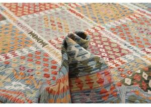 Tappeto Kilim Geometrico Azzurro Rosso Mattone 307x495 Cm