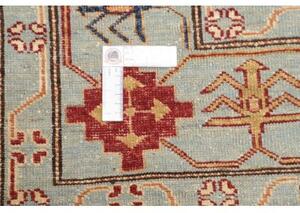 Tappeto Kazak Fine Geometrico Azzurro Rosso Mattone 246x300 Cm
