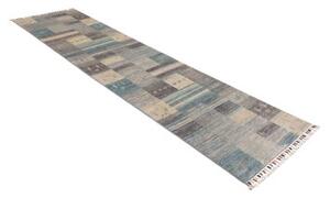 Tappeto Gabbeh Nova Patchwork Grigio Blu Corsia 76x294 Cm