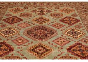 Tappeto Kazak Fine Geometrico Verde Salvia Rosso Mattone 250x310 Cm