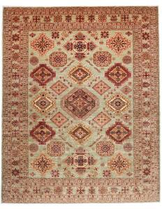 Tappeto Kazak Fine Geometrico Verde Salvia Rosso Mattone 250x310 Cm
