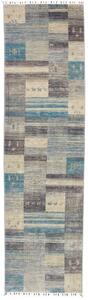 Tappeto Gabbeh Nova Patchwork Grigio Blu Corsia 76x294 Cm