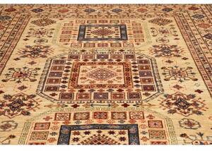 Tappeto Kazak Fine Geometrico Beige Blu Quadrato 261x304 Cm