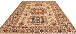 Tappeto Kazak Fine Geometrico Beige Blu Quadrato 261x304 Cm