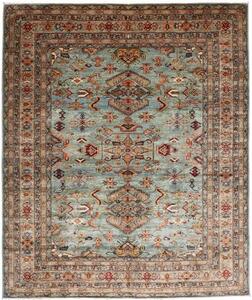 Tappeto Kazak Fine Stilizzato Celeste Mattone 248x296 Cm