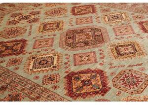 Tappeto Kazak Fine Geometrico Verde Salvia Rosso Mattone 250x310 Cm