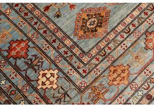 Tappeto Kazak Fine Geometrico Azzurro Rosso Mattone 246x300 Cm