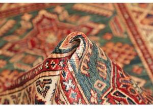 Tappeto Kazak Fine Medaglione Verde Petrolio Rosso 92x140 Cm