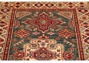 Tappeto Kazak Fine Medaglione Verde Petrolio Rosso 92x140 Cm