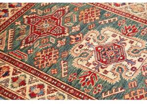 Tappeto Kazak Fine Medaglione Verde Petrolio Rosso 92x140 Cm