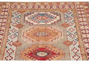 Tappeto Kazak Fine Geometrico Grigio Beige 103x152 Cm
