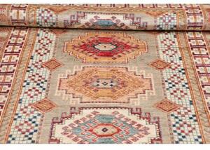 Tappeto Kazak Fine Geometrico Grigio Beige 103x152 Cm