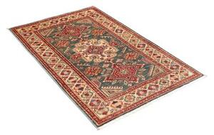 Tappeto Kazak Fine Medaglione Verde Petrolio Rosso 92x140 Cm