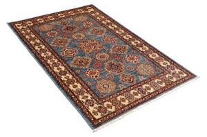Tappeto Kazak Fine Geometrico Blu Avorio 98x147 Cm