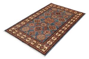 Tappeto Kazak Fine Geometrico Blu Avorio 98x147 Cm