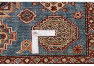 Tappeto Kazak Fine Geometrico Blu Avorio 98x147 Cm