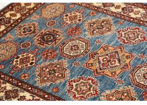 Tappeto Kazak Fine Geometrico Blu Avorio 98x147 Cm