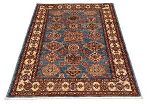 Tappeto Kazak Fine Geometrico Blu Avorio 98x147 Cm