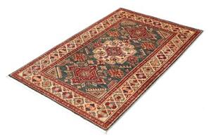 Tappeto Kazak Fine Medaglione Verde Petrolio Rosso 92x140 Cm