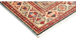 Tappeto Kazak Fine Medaglione Verde Petrolio Rosso 92x140 Cm