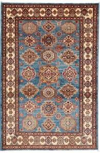Tappeto Kazak Fine Geometrico Blu Avorio 98x147 Cm