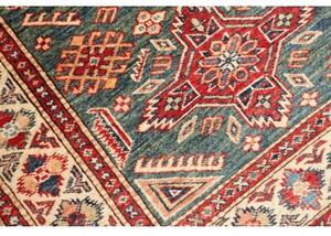 Tappeto Kazak Fine Medaglione Verde Petrolio Rosso 92x140 Cm